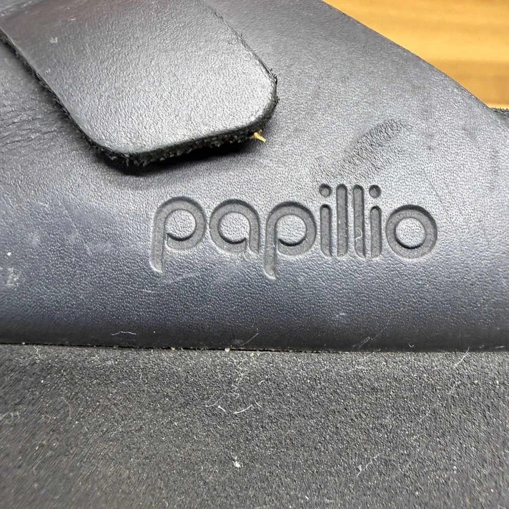 Papillio Birkenstock Platform Gizeh Sandal 6 N EU 37 Black Leather Preppy Travel